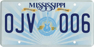 MS license plate OJV006