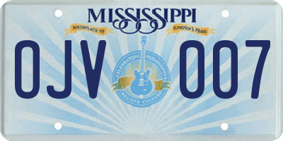 MS license plate OJV007