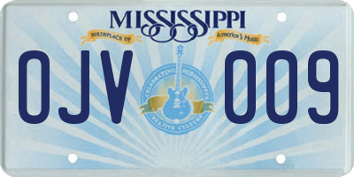 MS license plate OJV009