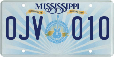 MS license plate OJV010
