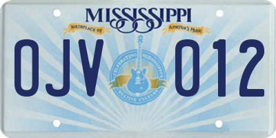MS license plate OJV012