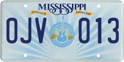 MS license plate OJV013