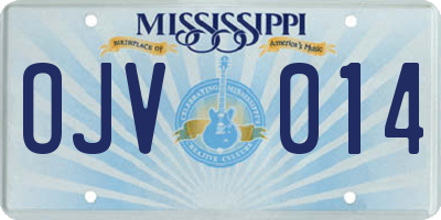 MS license plate OJV014
