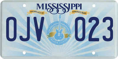 MS license plate OJV023