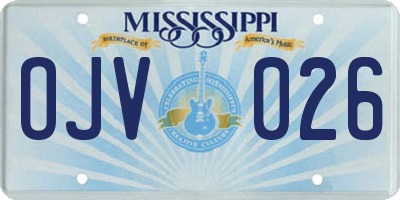MS license plate OJV026
