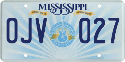 MS license plate OJV027