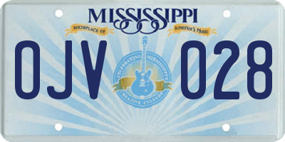 MS license plate OJV028