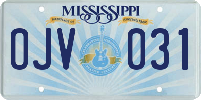 MS license plate OJV031