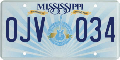 MS license plate OJV034