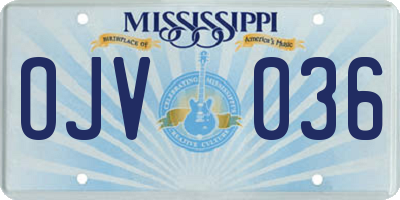 MS license plate OJV036