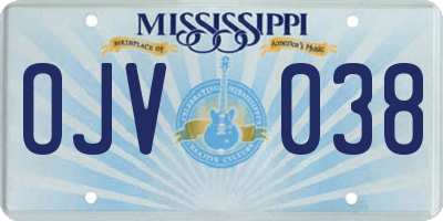 MS license plate OJV038