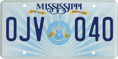 MS license plate OJV040
