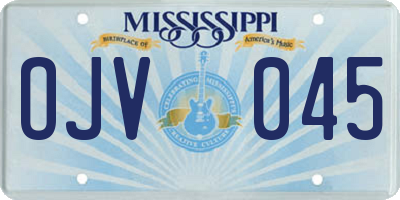 MS license plate OJV045