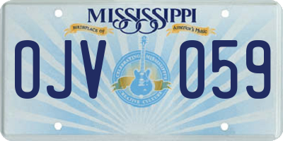 MS license plate OJV059