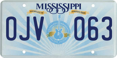 MS license plate OJV063