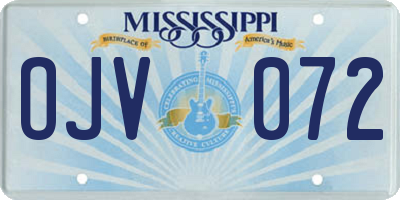 MS license plate OJV072