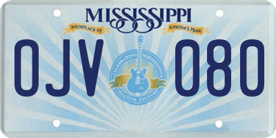 MS license plate OJV080