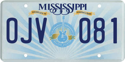 MS license plate OJV081
