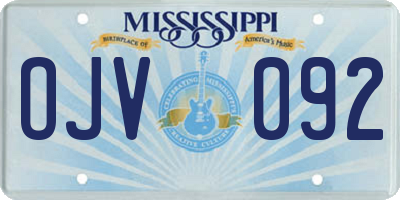MS license plate OJV092