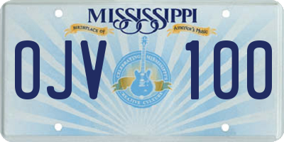 MS license plate OJV100