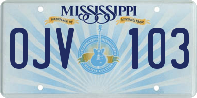 MS license plate OJV103