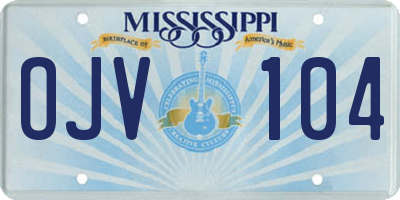 MS license plate OJV104