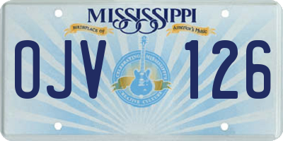 MS license plate OJV126