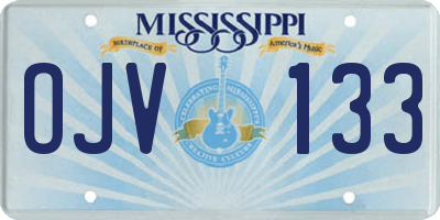 MS license plate OJV133