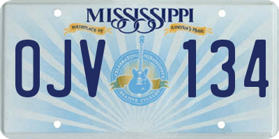 MS license plate OJV134