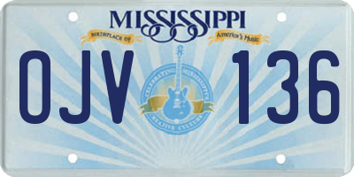 MS license plate OJV136