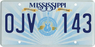 MS license plate OJV143
