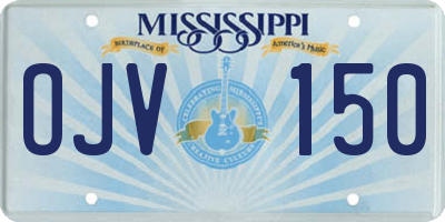 MS license plate OJV150