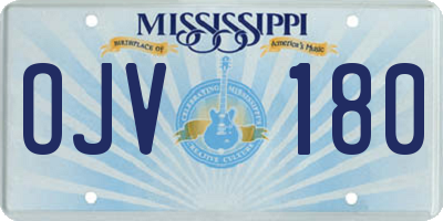MS license plate OJV180