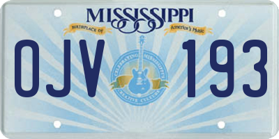 MS license plate OJV193