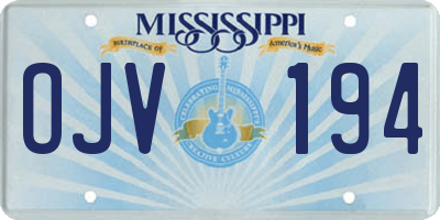 MS license plate OJV194