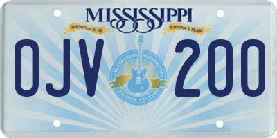 MS license plate OJV200