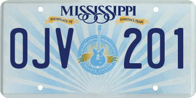 MS license plate OJV201