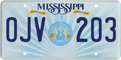 MS license plate OJV203