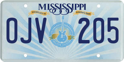 MS license plate OJV205