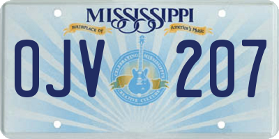 MS license plate OJV207