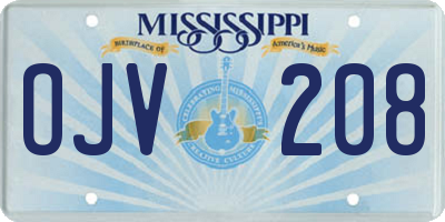 MS license plate OJV208