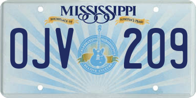 MS license plate OJV209