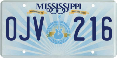 MS license plate OJV216