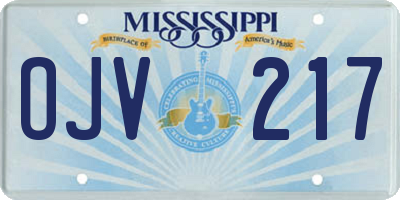 MS license plate OJV217