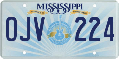 MS license plate OJV224