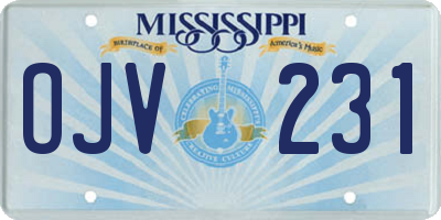 MS license plate OJV231