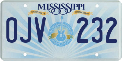 MS license plate OJV232