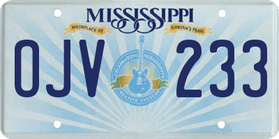 MS license plate OJV233