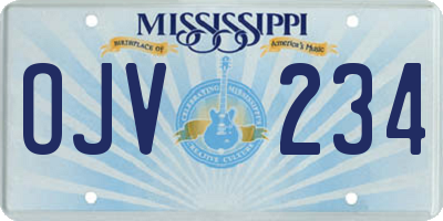 MS license plate OJV234