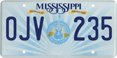 MS license plate OJV235